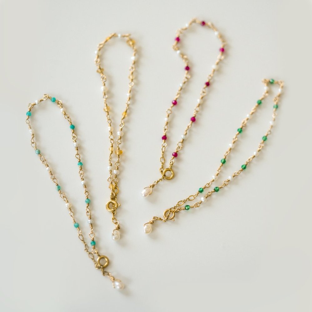 Gold-Filled Pearl & Gemstone Bracelet
